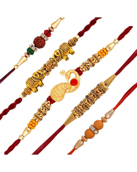 Om Jewells CO1000247 Pack of 5 Embellished Rakhis