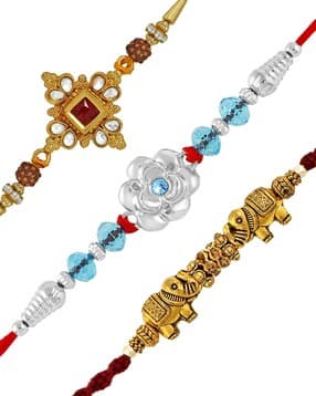 om jewells CO1000158 Pack of 3 Floral Design Rakhi Bracelets-picture-33