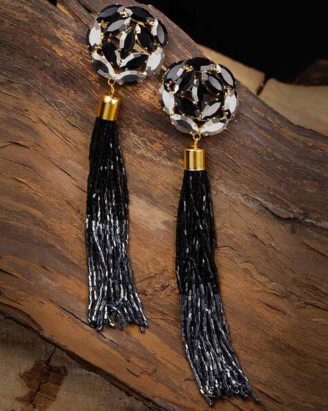 SOHI Designer Black Drop Earrings for Women & Girls, jewellery for women,  light weight earrings, Push