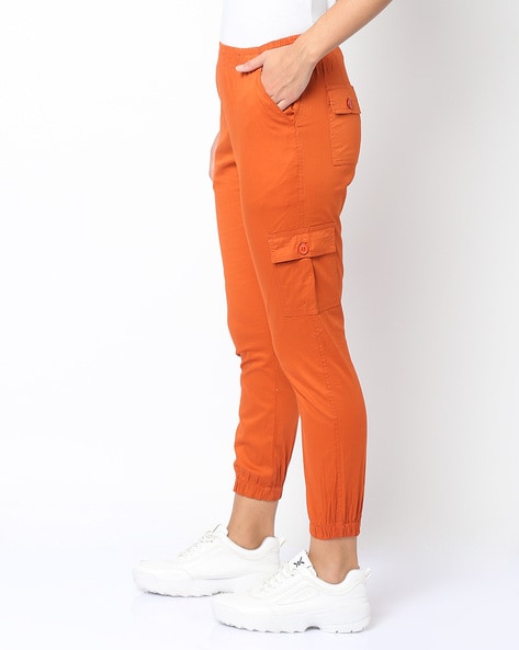 QWANG Orange Women Low Waist Baggy Cargo Pants Loose Pocket Jogger Trousers  Hippie Punk Streetwear  Walmartcom