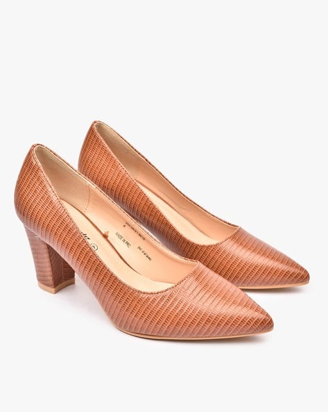 HI-ATTITUDE Reptilian Texture Pointed-Toe Chunky Heels