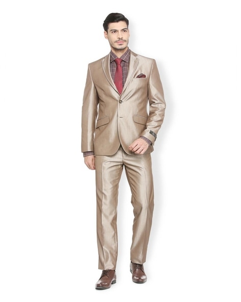 cream brown suit