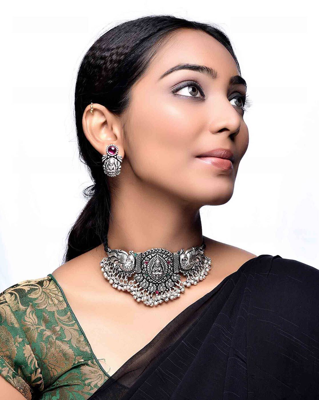 Silver Plated Traditional Choker Bollywood Stylish Antique Necklace Women  Gift | eBay