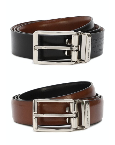 Louis Philippe Men Black & Brown Leather Reversible Belt