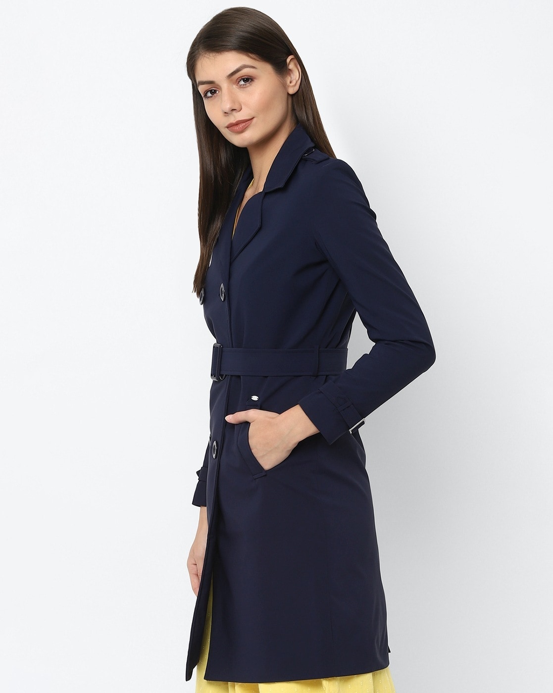 Buy Montrex Womens Woollen Coat Navy Blue Medium at Amazonin