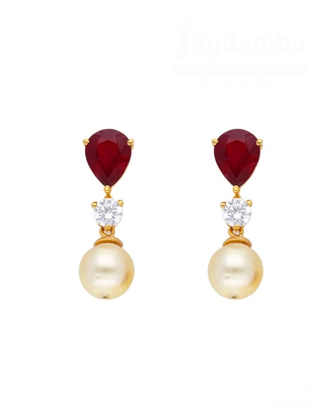 14K Yellow Gold Gina Baroque Cultured Pearl and Diamond Drop Huggie Earrings  - Brilliant Earth