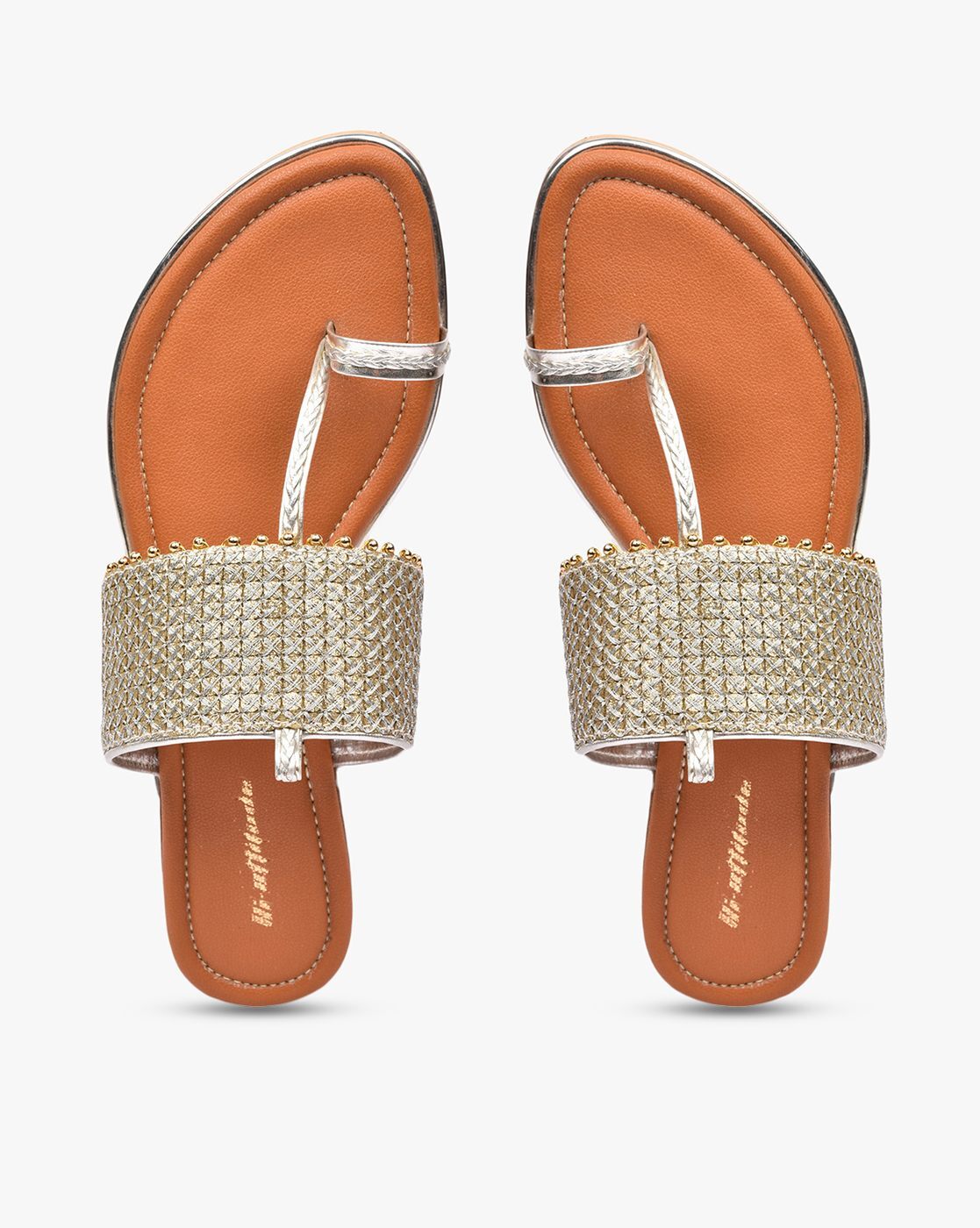 PU Moti Embellished Ladies Golden Sandals, Heels at Rs 395/pair in New Delhi