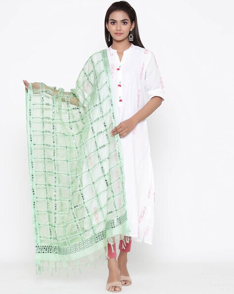 Cheeked Dupatta with Mirror Accent Price in India