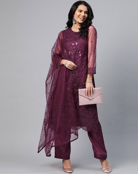 Embroidered Unstitched Dress Material Price in India