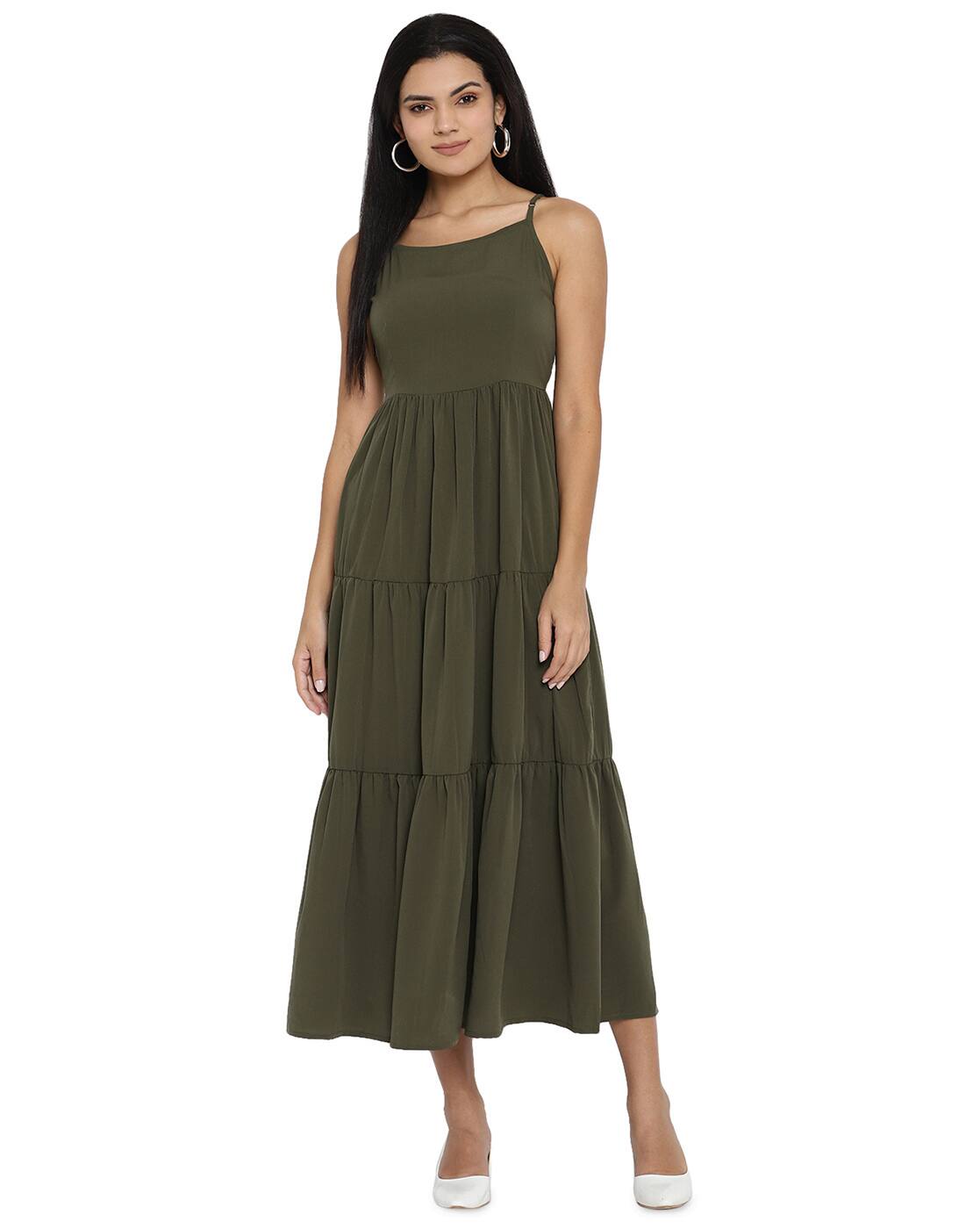 olive green one piece dress