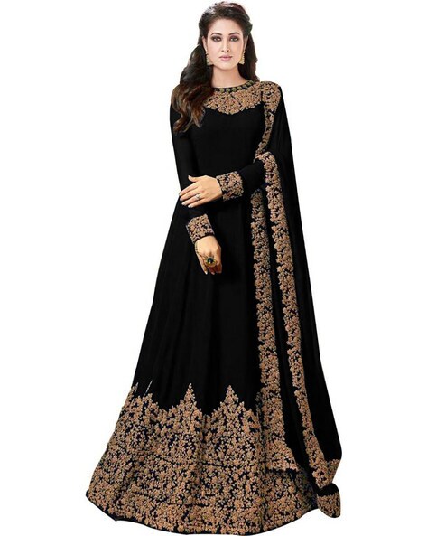 black gown with dupatta
