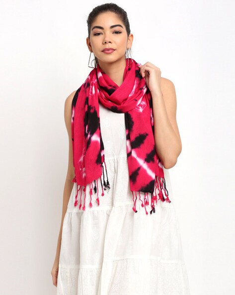 Tie & Dye Stole with Fringes Price in India