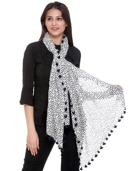 Micro Print Stole with Tassels Price in India