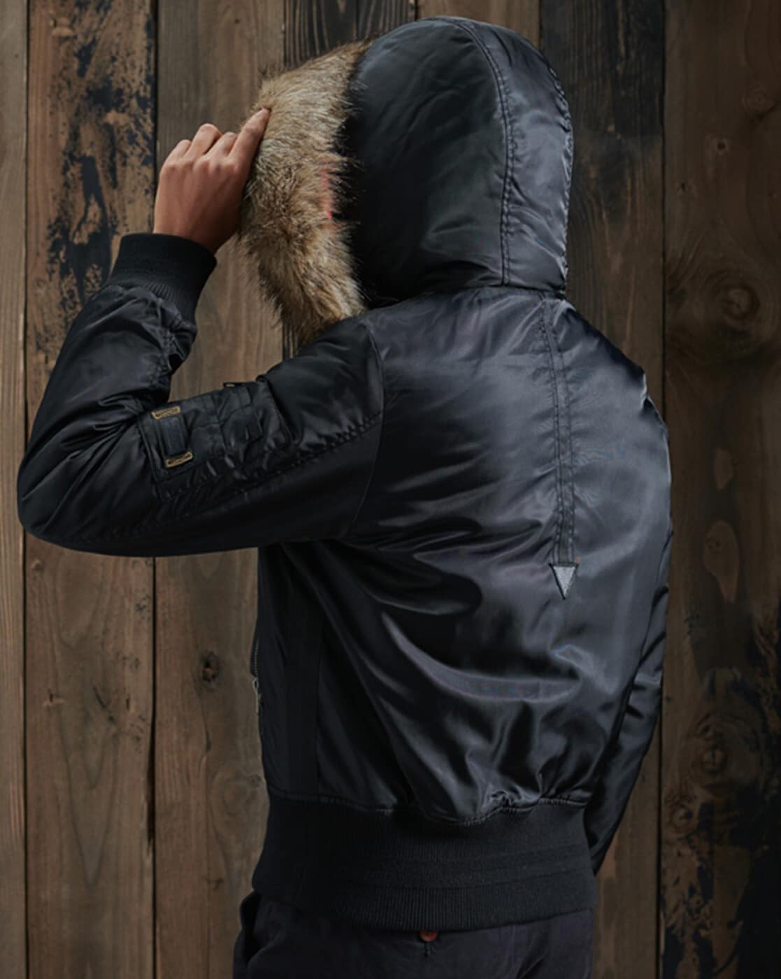 superdry leather hooded jacket