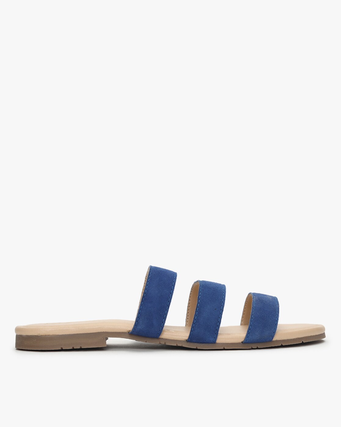 TITUBAFLAT | Navy Blue Suede Flat Sandals | Manolo Blahnik