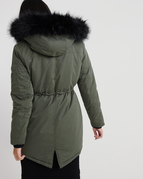 superdry nadare microfibre parka green