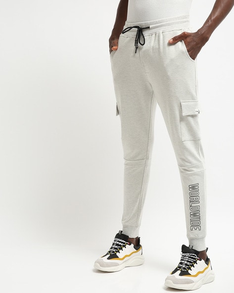 White joggers online drawstring