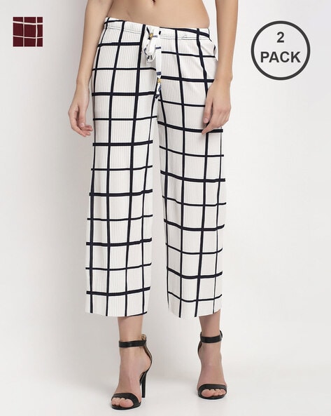 Buy Checked Mid-Rise Palazzo Pants Online at Best Prices in India - JioMart.