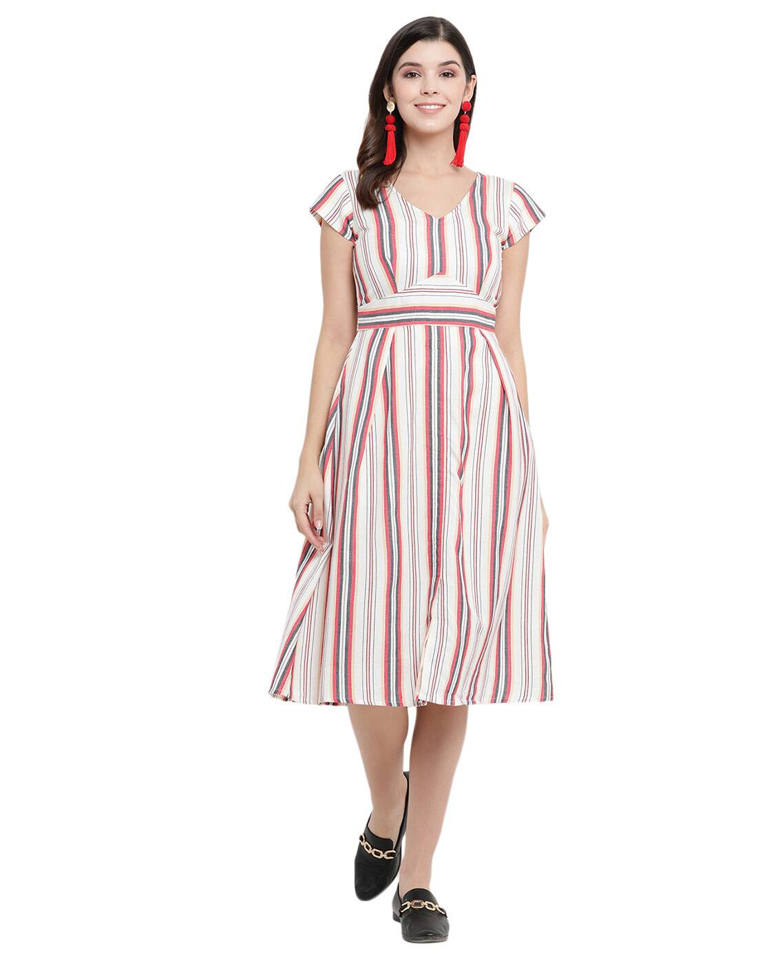 hem and thread striped dress