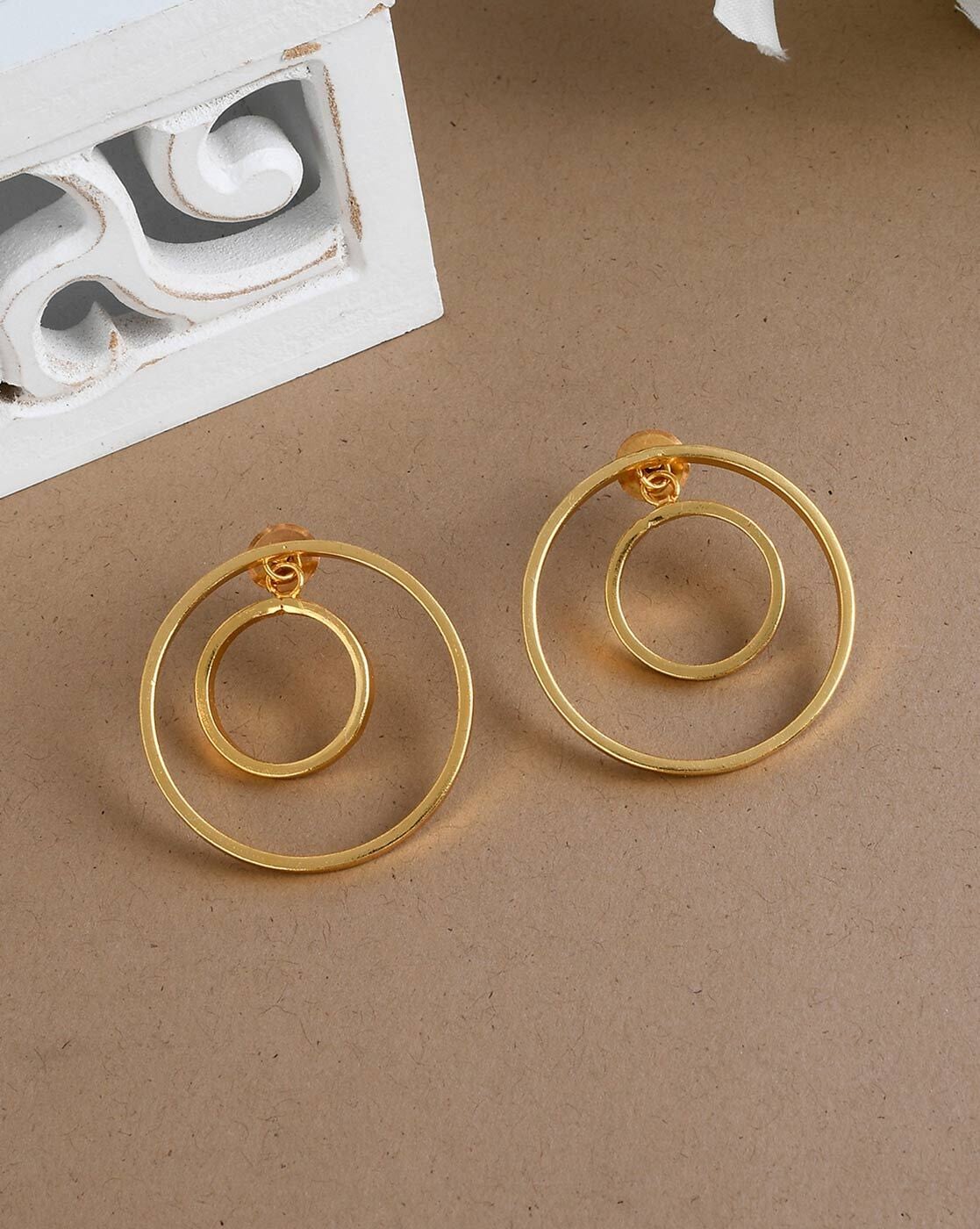 Exquisite Double Round Hoop Earrings Chain Design - Temu