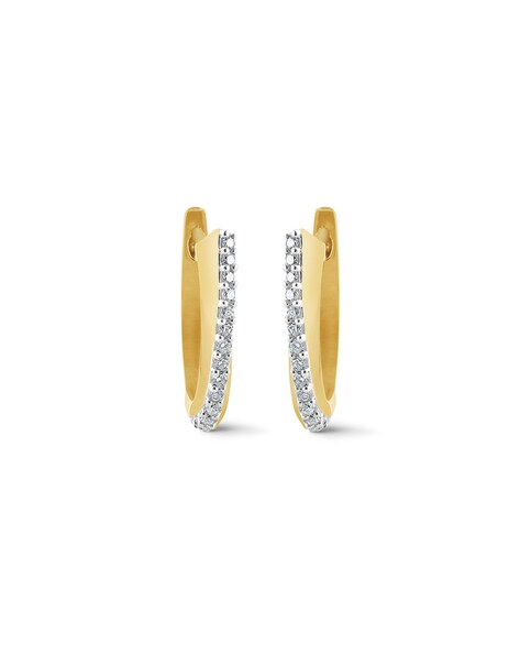 Buy Niaj Boujee Balis Yellow Gold Diamond-Studded Huggie Earrings | Yellow  Gold Color Women | AJIO LUXE