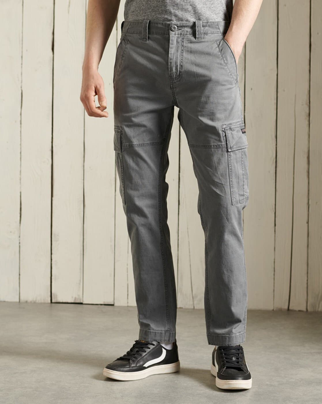 Superdry vintage elastic cargo trousers in black | ASOS