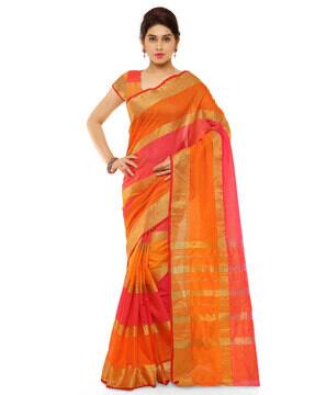 Buy Orange Sarees for Women by KVS FAB 