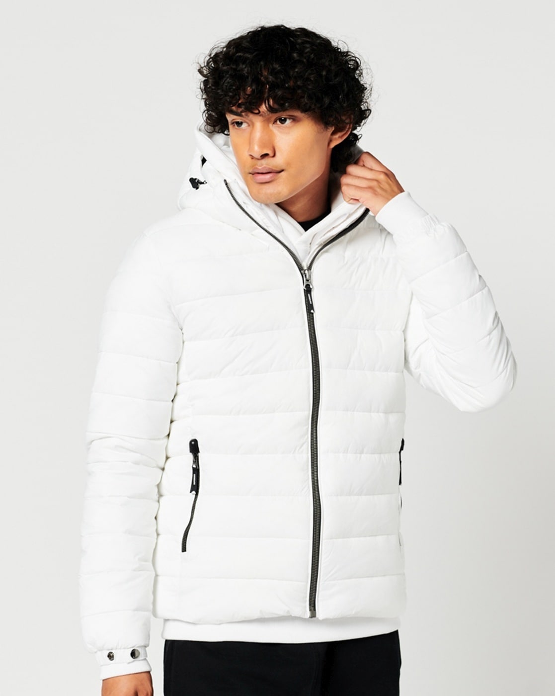 Hooded Puffer Jacket - White - Men