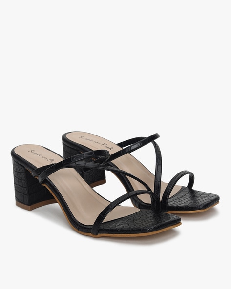 Buy Black Heeled Sandals for Women by Shoetopia Online | Ajio.com