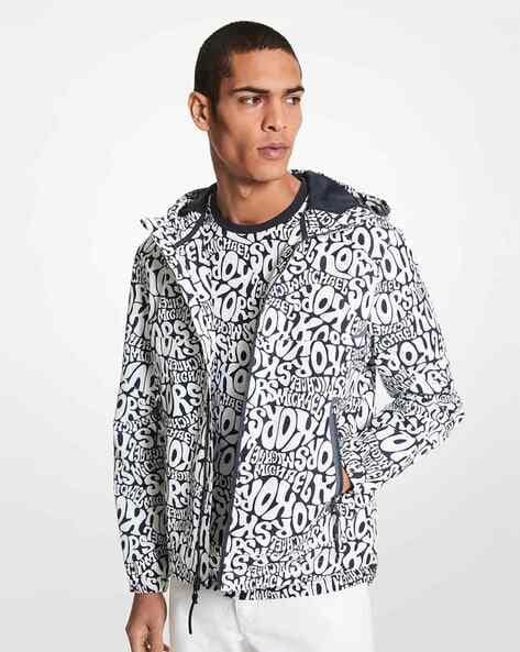 Buy Michael Kors Graphic Logo Hooded Jacket | White Color Men | AJIO LUXE