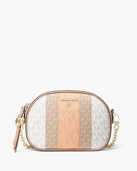 Buy Michael Kors Jet Set Small Logo Print Camera Bag | White & Brown Color  Women | AJIO LUXE