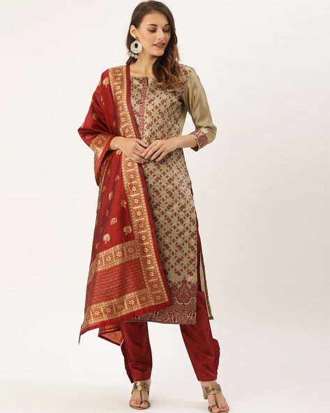 Paisley Woven Unstitched Dress Material Price in India