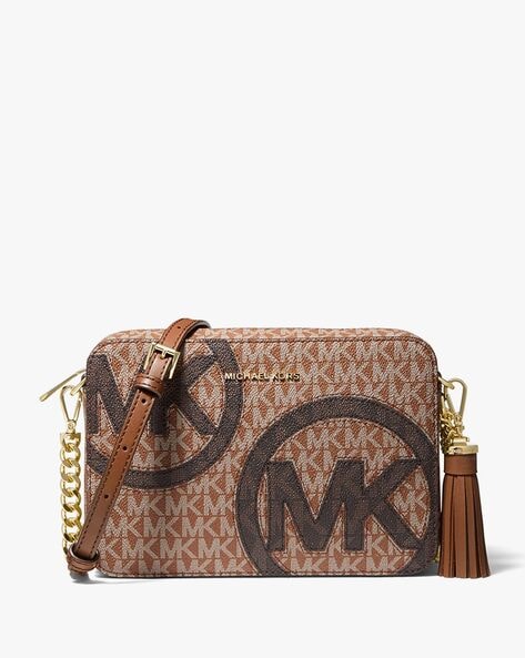 Michael Michael Kors Ginny Monogram Print Cross-body Bag In Brown