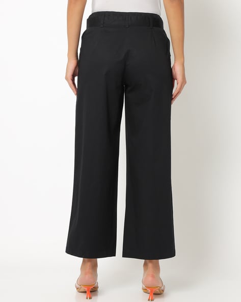 Front-Pleat Culottes with Fabric Belt