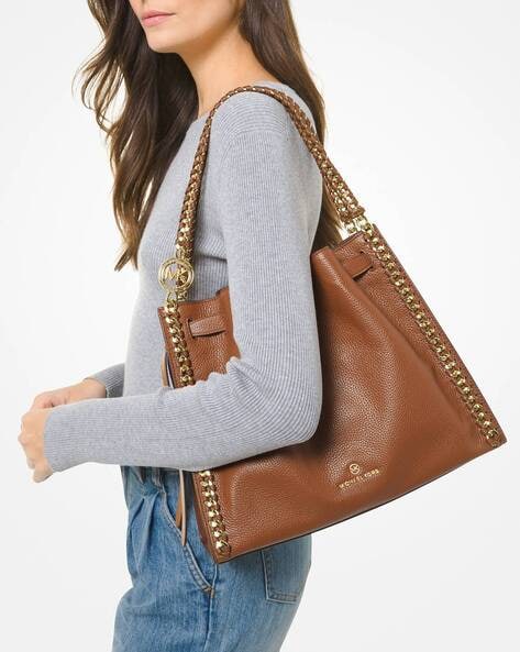 Buy Michael Kors Mina Large Pebbled Leather Shoulder Bag | Brown Color  Women | AJIO LUXE