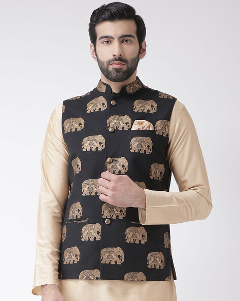 Elephant print sale nehru jacket