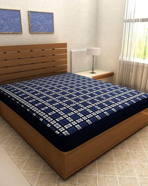 Romee Checked Double Bed Mattress Protector