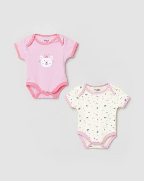 Max Baby Bodysuits Online Pack Of Novelty Print Round Neck Onesies