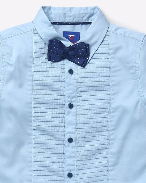 Pintuck Shirt with Bow-Tie view 3