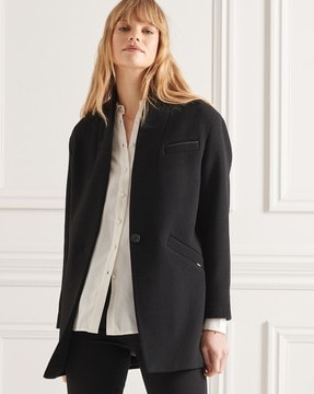 straight black wool coat