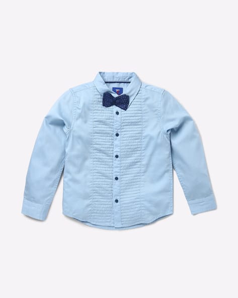 Pintuck Shirt with Bow-Tie