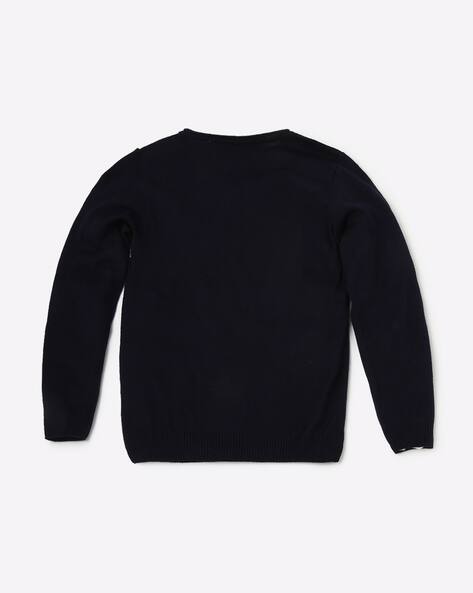 Crew-Neck Sweater with Contrast Patches view 3