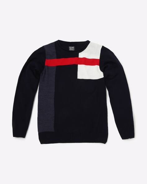 Crew-Neck Sweater with Contrast Patches view 2