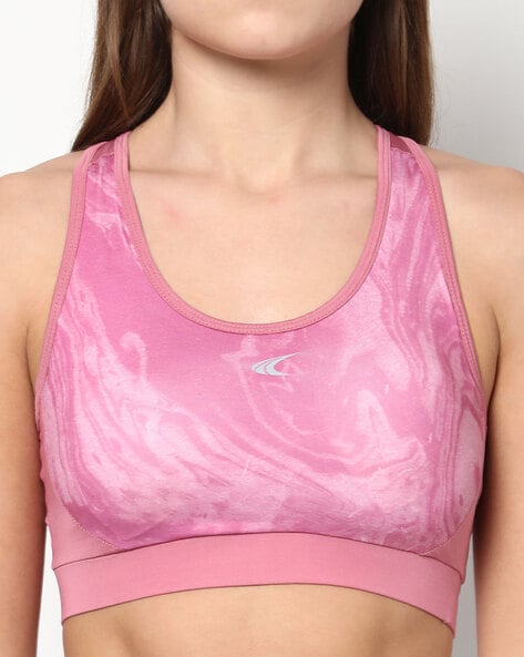 QuickDry Printed Racerback Medium-Support Sports Bra