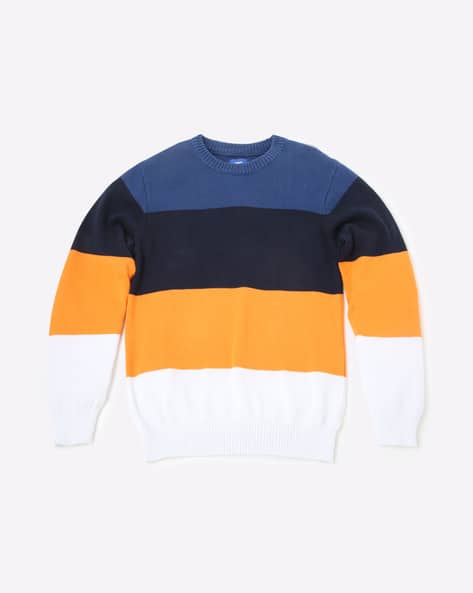 Block Striped Round-Neck Pullover view 2