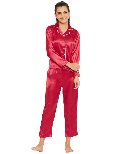 Red silk pyjamas womens new arrivals