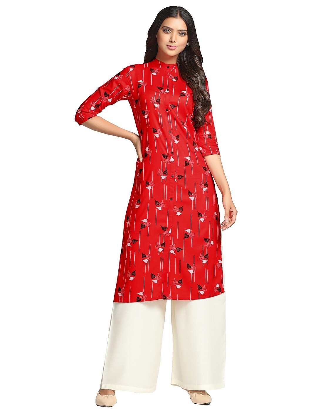 Charu Rayon Kurti With Palazzo  Stitched Suit  Buy Charu Rayon Kurti With  Palazzo  Stitched Suit Online at Low Price  Snapdealcom