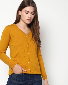 mustard cardigan sweater