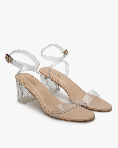 Lilac Purple & Clear Block Heel Mules In Extra Wide EEE Fit | Yours Clothing