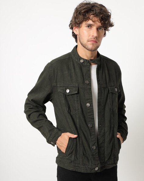 Levis Men Olive Green Solid Denim Jacket | sites.unimi.it